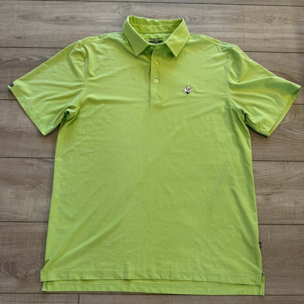 Straight Down Mens L Lime Green Golf Polo Shirt